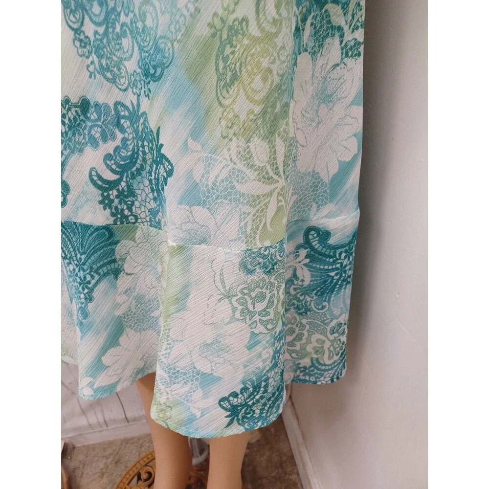 Vtg Alfred Dunner Skirt 10 Green Floral Ruffle Dainty Soft Girl Flowy Y2K